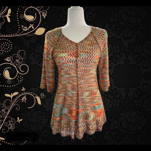 *SALE* EUC Gorgeous Boho Crochet Multicolored Top! - Picture 1 of 13